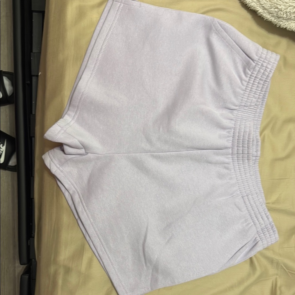 Light purple Athletic Shorts with Elastic Waistband and Textured Fabric